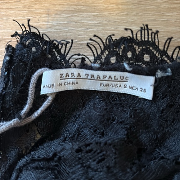 ZARA Floral Lace Black Short Sleeve Top - Picture 9 of 16